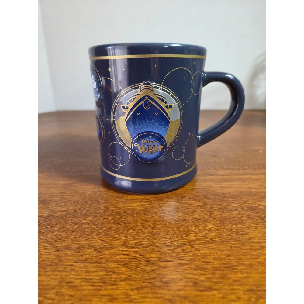 Disney Cruise Line Disney Wish Inaugural Sailings Mug Navy Blue Gold Mickey 13oz